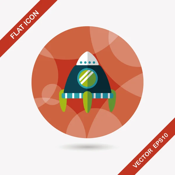 Space rocket flat icon with long shadow, eps10 — стоковый вектор