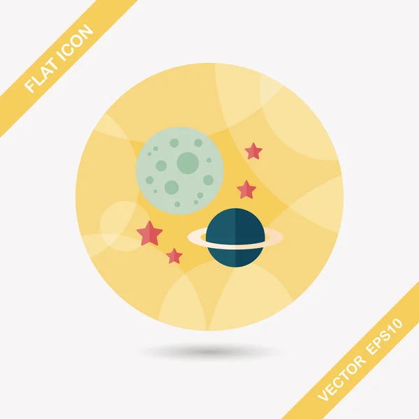 Ruimte planeet platte pictogram met lange schaduw, eps10 — Stockvector