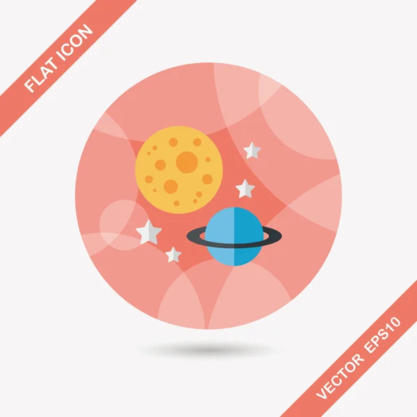 Space planet flat icon with long shadow, eps10 — стоковый вектор