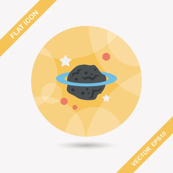 Planeta espacial icono plano con sombra larga, eps10 — Vector de stock