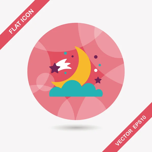 Space moon and star flat icon with long shadow, eps10 — стоковый вектор