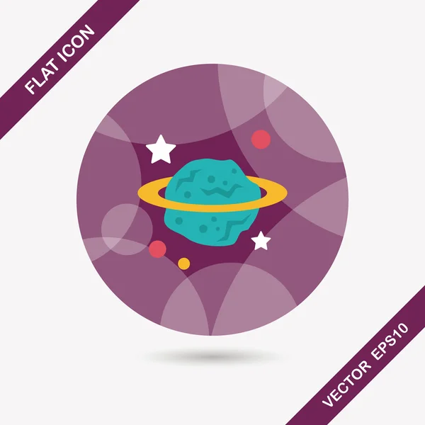 Space planet flat icon with long shadow, eps10 — стоковый вектор