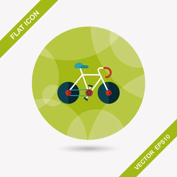 Bicicletta icona piatta con lunga ombra, eps10 — Vettoriale Stock