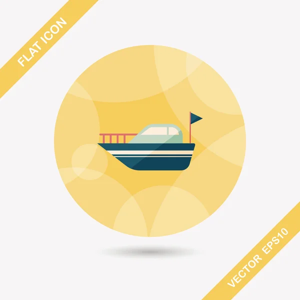 Yacht flat icon with long shadow,eps10 — Stock Vector
