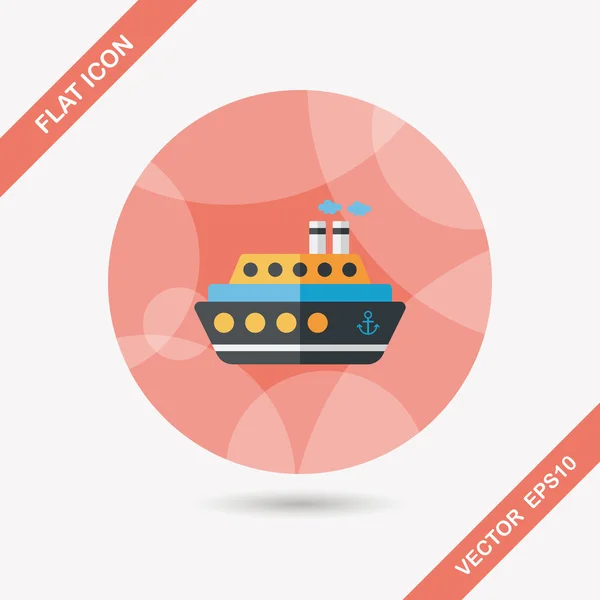 Vervoer veerboot platte pictogram met lange schaduw, eps10 — Stockvector