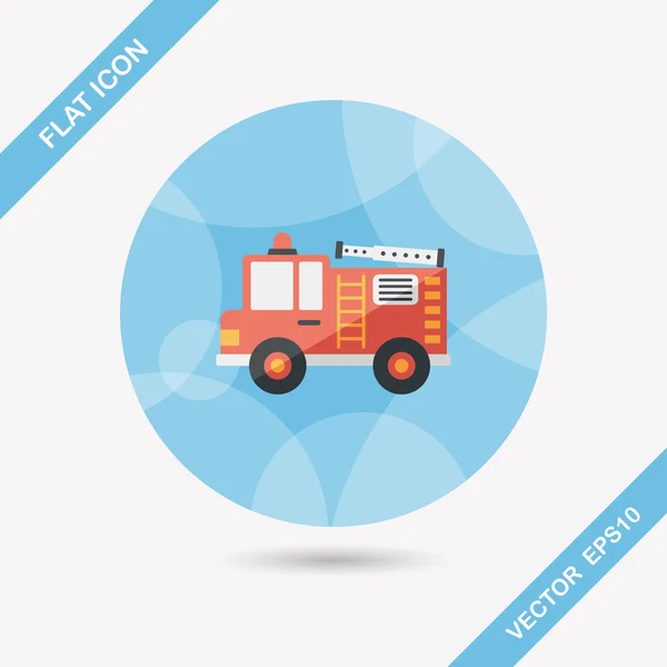 Transporte Ícone plano do caminhão de bombeiros com sombra longa, eps10 — Vetor de Stock