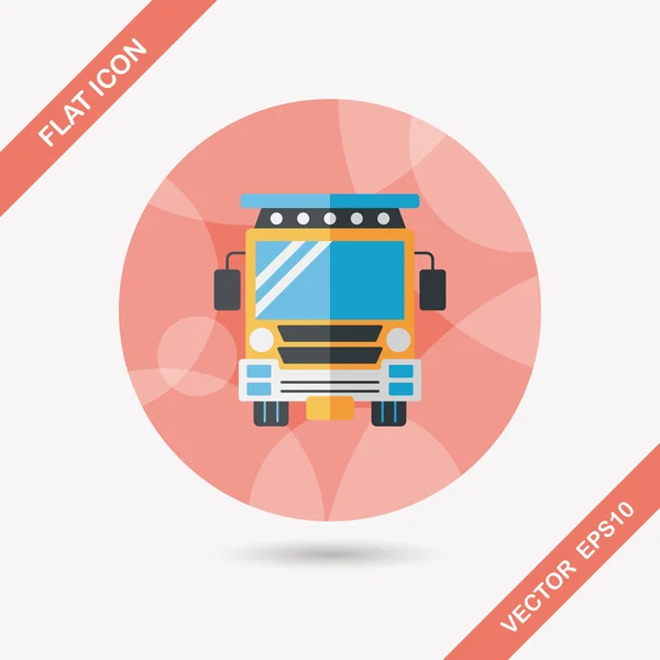 Transporte autobús escolar icono plano con sombra larga, eps10 — Vector de stock