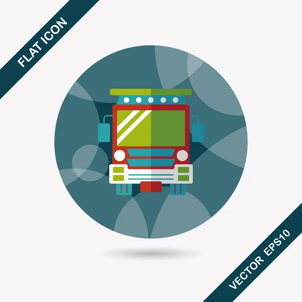 Transportation school bus flat icon with long shadow,eps10 — Stock Vector