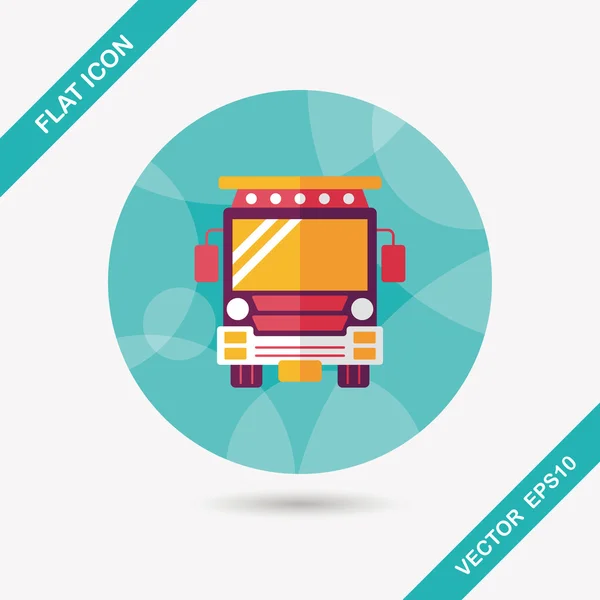 Transporte autobús escolar icono plano con sombra larga, eps10 — Archivo Imágenes Vectoriales