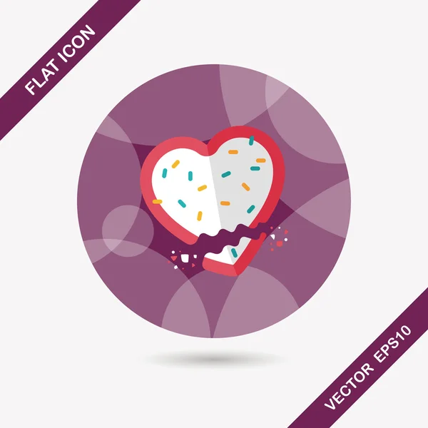 San Valentín galleta icono plano con sombra larga, eps10 — Vector de stock