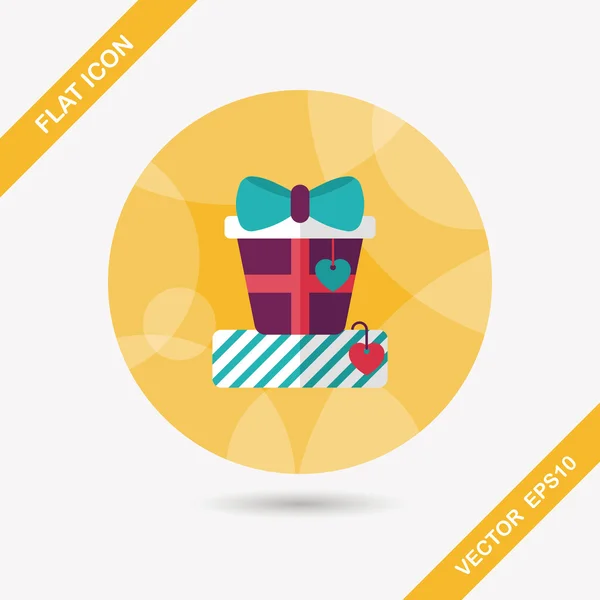 Valentine 's Day present flat icon with long shadow, eps10 — стоковый вектор