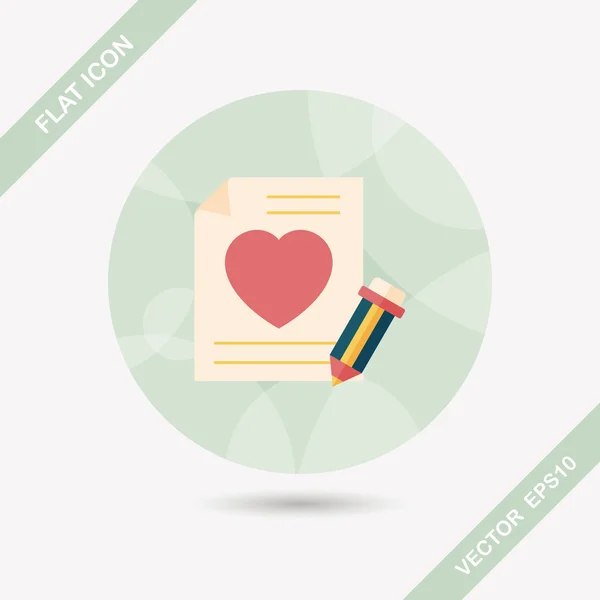 San Valentín carta de amor icono plano con sombra larga, eps10 — Archivo Imágenes Vectoriales