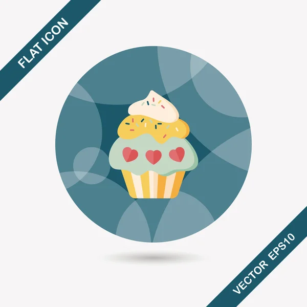 Aftelkalender voor Valentijnsdag cupcake platte pictogram met lange schaduw, eps10 — Stockvector