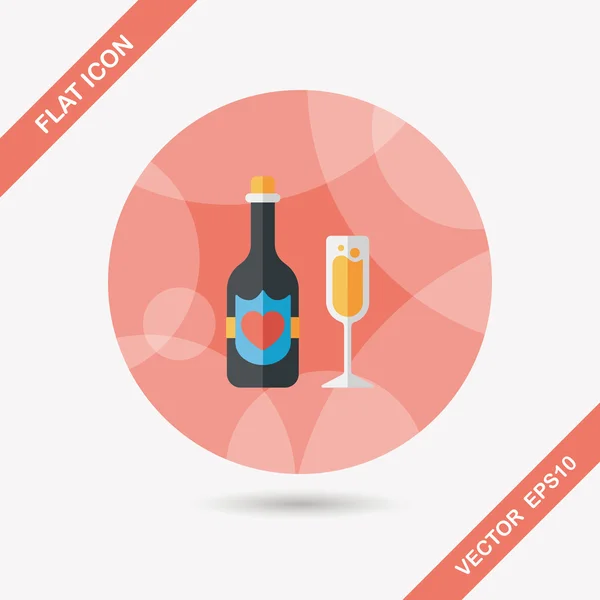 Düğün şampanyası uzun gölgeli düz ikon, eps10 — Stok Vektör