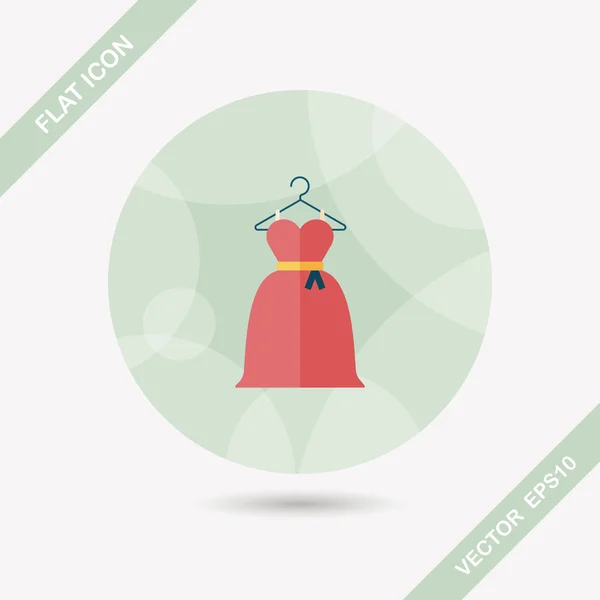 Bruiloft jurk platte pictogram met lange schaduw, eps10 — Stockvector