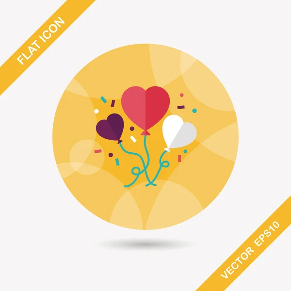 Bruiloft ballons platte pictogram met lange schaduw, eps10 — Stockvector