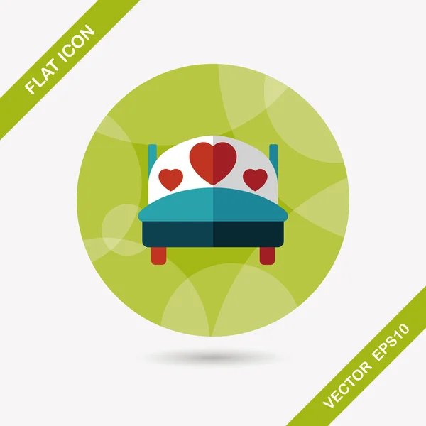 Svatební pár postel plochá ikona s dlouhým stínem, eps10 — Stockový vektor