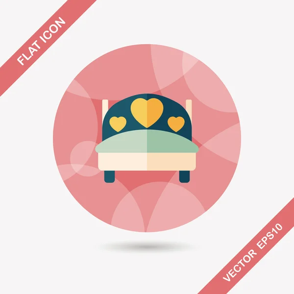 Pareja de boda cama icono plano con sombra larga, eps10 — Vector de stock