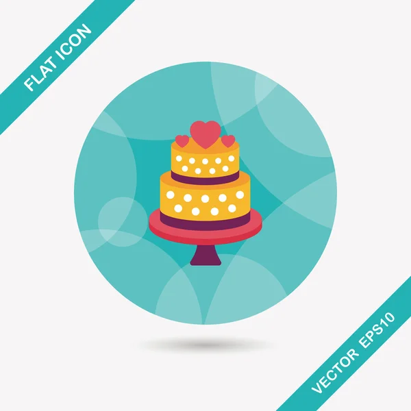 Pastel de boda icono plano con sombra larga, eps10 — Vector de stock