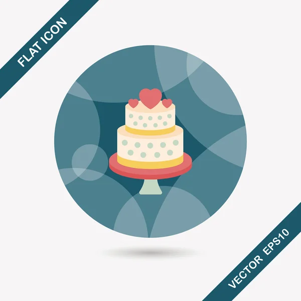 婚礼蛋糕平图标与长长的影子，eps10 — 图库矢量图片