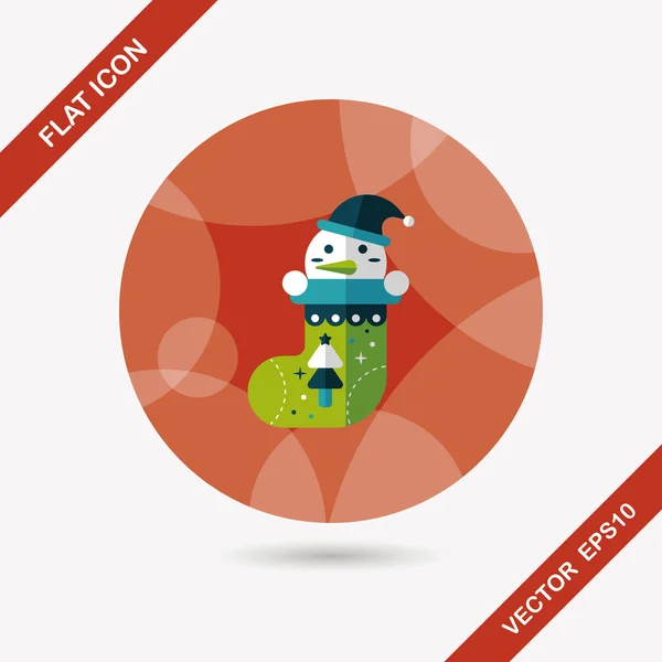 Christmas stocking flat icon with long shadow, eps10 — стоковый вектор