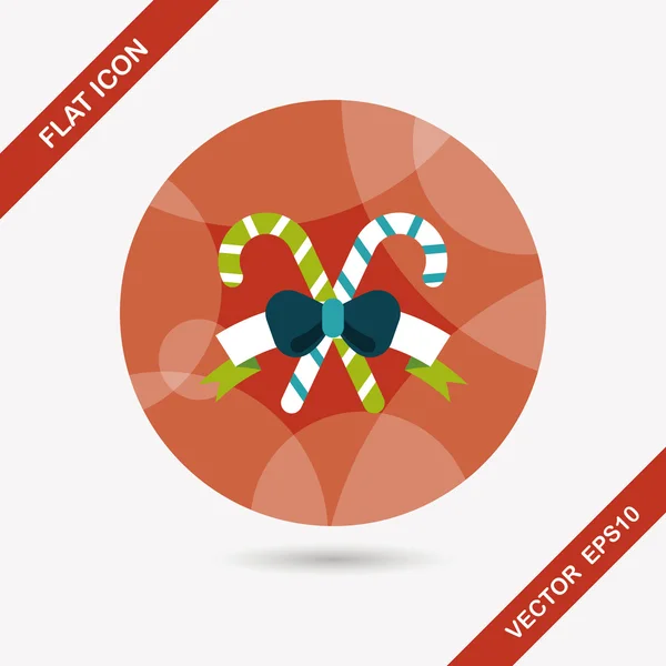 Christmas candy cane flat icon with long shadow, eps10 — стоковый вектор