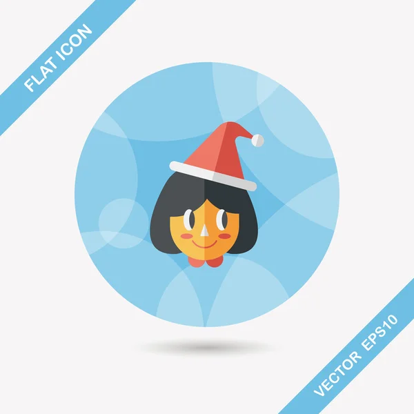 Christmas girl flat icon with long shadow,eps10 — Stock Vector