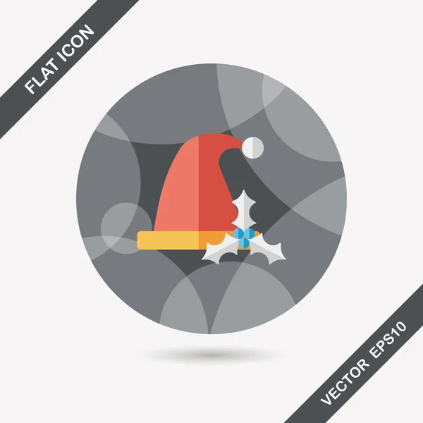 Christmas hat flat icon with long shadow, eps10 — стоковый вектор