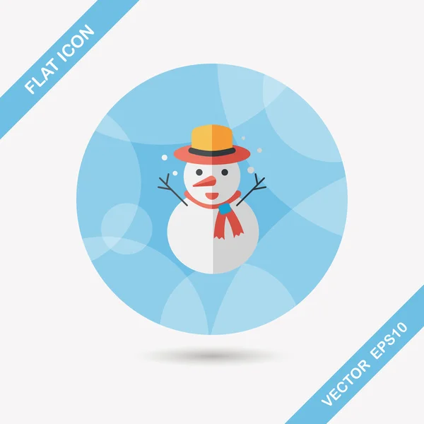 Snowman flat icon with long shadow,eps10 — Stock Vector