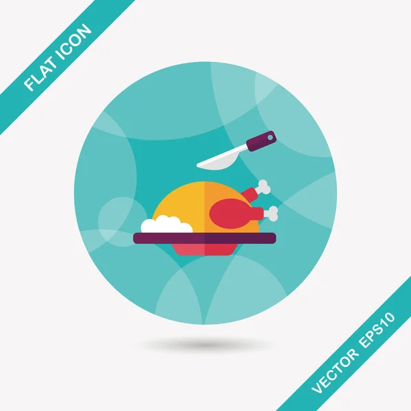 Grill pollo icono plano con sombra larga, eps10 — Vector de stock