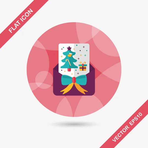 Noel kartı düz simgesi ile uzun gölge, eps10 — Stok Vektör