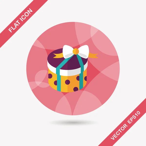 Gift flat icon with long shadow, eps10 — стоковый вектор