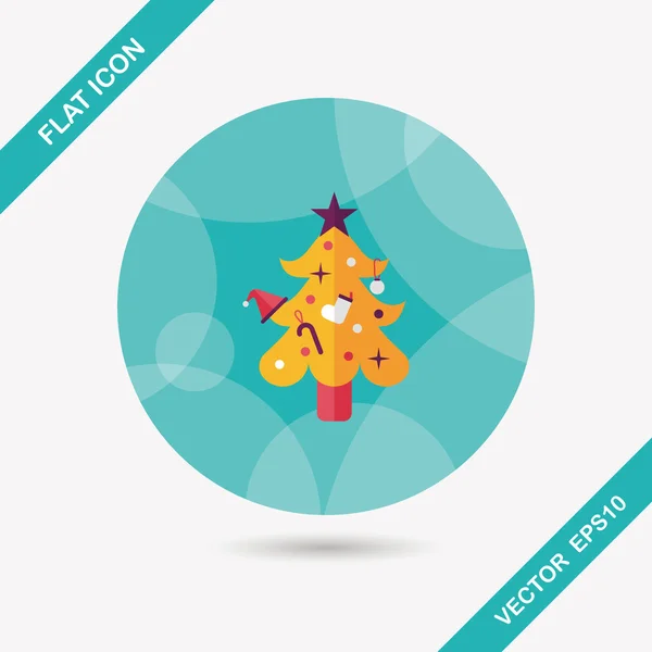 Christmas tree flat icon with long shadow,eps10 — Stock Vector