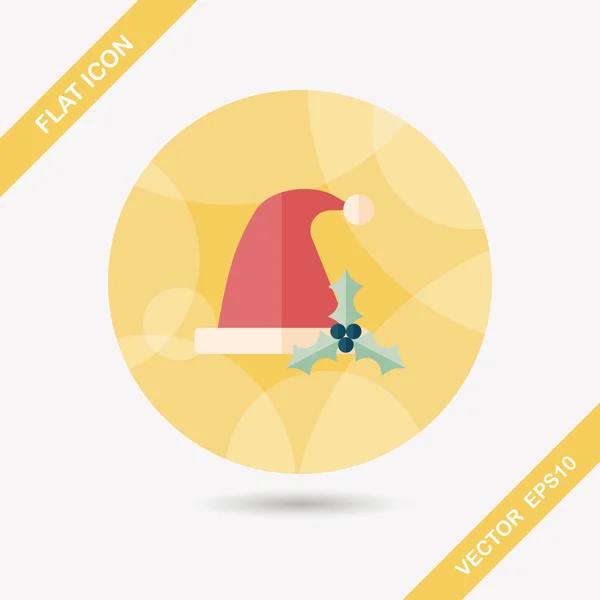 Christmas hat flat icon with long shadow, eps10 — стоковый вектор