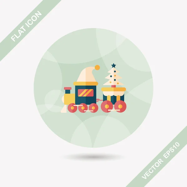 Christmas train toy flat icon with long shadow,eps10 — Stock Vector