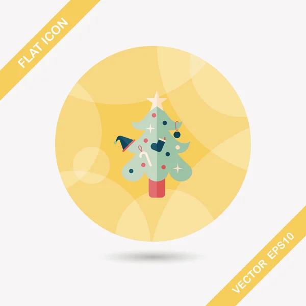 Christmas tree flat icon with long shadow,eps10 — Stock Vector