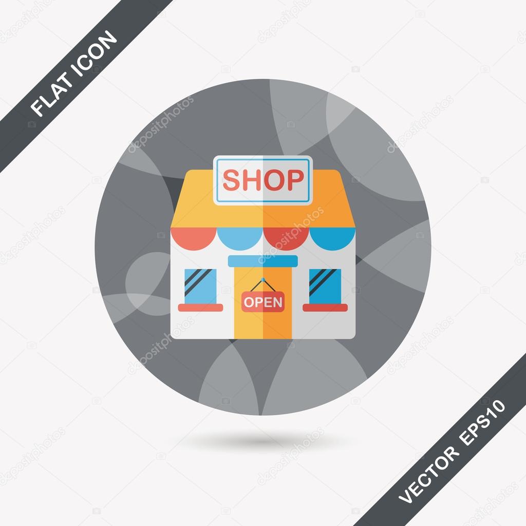 shopping store flat icon with long shadow,eps10