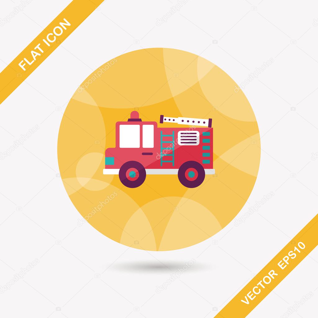 Transportation Fire truck flat icon with long shadow,eps10