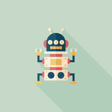 Robot kavramı uzun gölge, eps10 düz simgesiyle