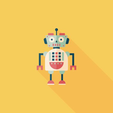 Robot kavramı uzun gölge, eps10 düz simgesiyle