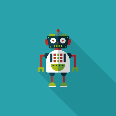 Robot kavramı uzun gölge, eps10 düz simgesiyle