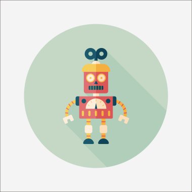 Robot kavramı uzun gölge, eps10 düz simgesiyle