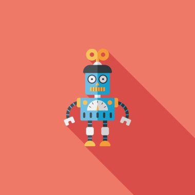 Robot kavramı uzun gölge, eps10 düz simgesiyle
