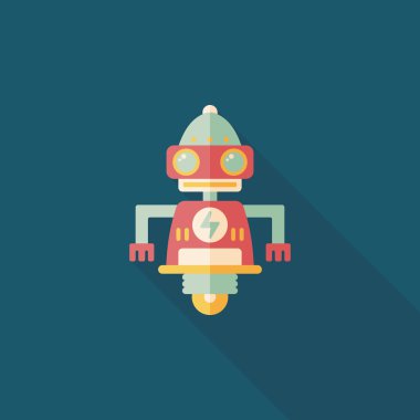Robot kavramı uzun gölge, eps10 düz simgesiyle