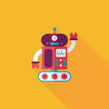 Robot kavramı uzun gölge, eps10 düz simgesiyle