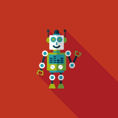 Robot kavramı uzun gölge, eps10 düz simgesiyle