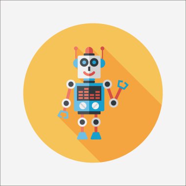 Robot kavramı uzun gölge, eps10 düz simgesiyle