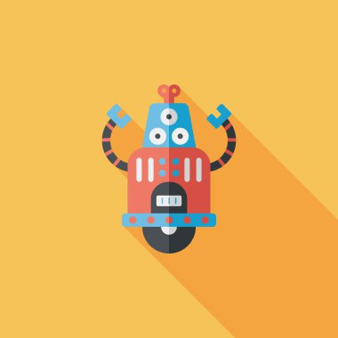 Robot kavramı uzun gölge, eps10 düz simgesiyle