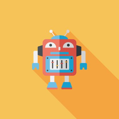 Robot kavramı uzun gölge, eps10 düz simgesiyle