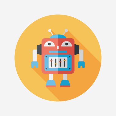 Robot kavramı uzun gölge, eps10 düz simgesiyle